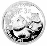 China Silber Panda Gedenkausgabe / Besonderausgabe: 25 Jahre Goldbarrenmünzen-Panda 2007, Satz / Set, 25 x 3 Yuan (1/4 oz)