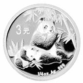 China Silber Panda Gedenkausgabe / Besonderausgabe: 25 Jahre Goldbarrenmünzen-Panda 2007, Satz / Set, 25 x 3 Yuan (1/4 oz)